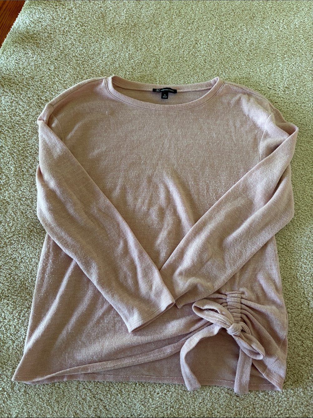 INC International Concepts Blush Tie-Hem Crewneck Sweater